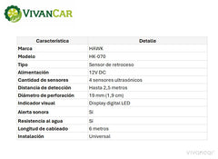 Sensor de Retroceso Hawk HK-070