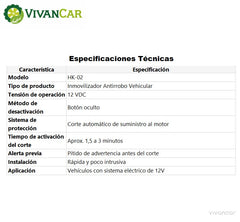 Inmovilizador Antirrobo con Botón HK-02