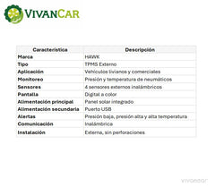 Sistema TPMS Externo Hawk 4 sensores