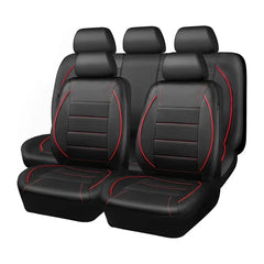 CUBRE ASIENTO SUV  TAMAÑO 5D ECO-CUERO NEGRO Y CONTORNOS  ROJOS 4MM