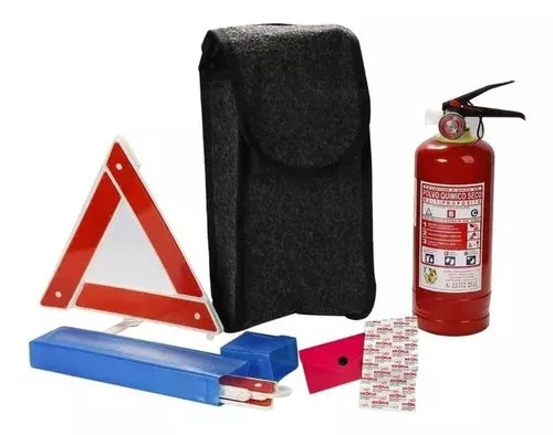 KIT JUEGO TRINAGULO + EXTINTOR + BOTIQUIN